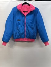 VTG Reversible Columbia Crop Jacket Womens Sz L Hot Pink Blue 80s 90s Thinsulate