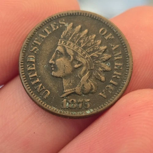 1875 Indian Cent XF semi key date