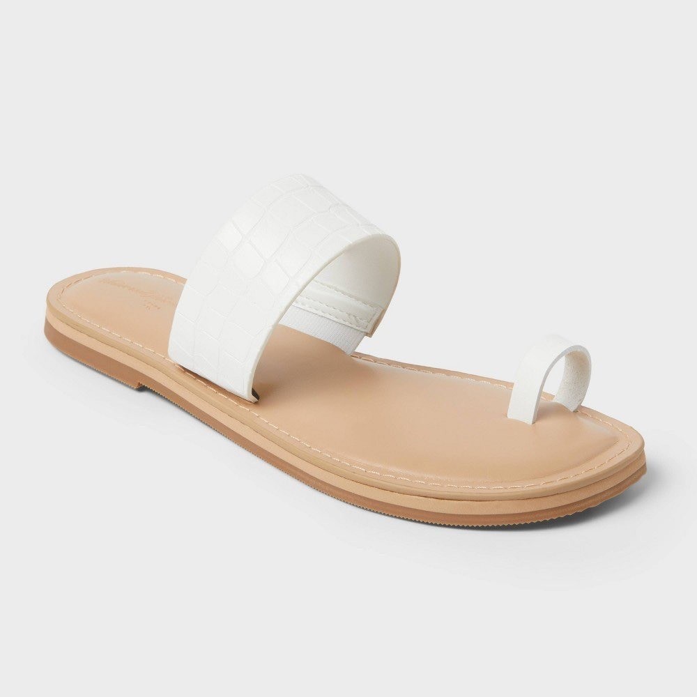 Women's Juno Toe Ring Flat Sandals - Universal Thread™ White size 6.5