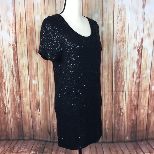 Victorias Secret Sequin Mini Dress Black LBD Womens XS Evening Party Scoop Neck - Picture 6 of 9