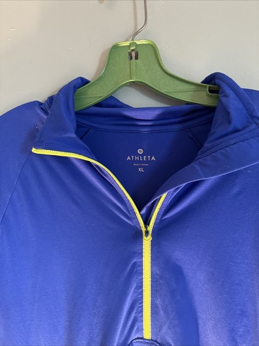 Athleta Advantage Poplin Top XL Blue Breathable Zip Pockets Ventilation - Picture 3 of 14