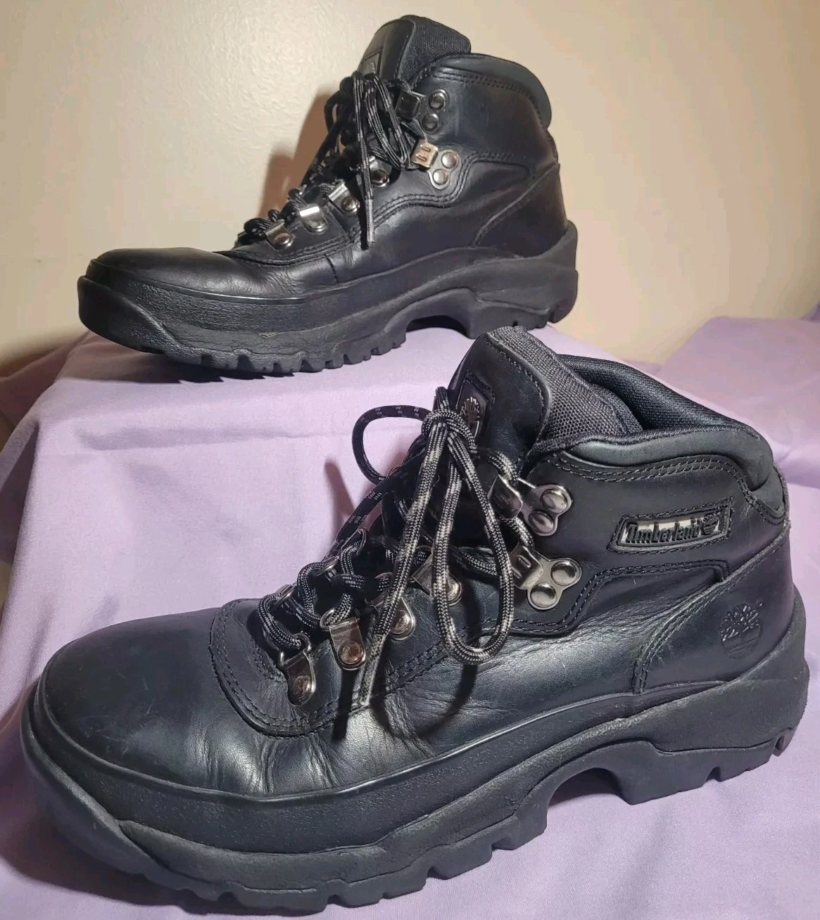 Timberland Ankle Boots Womens Size 9.5 Black Hiking Camping Outdoors Lace Up ACT