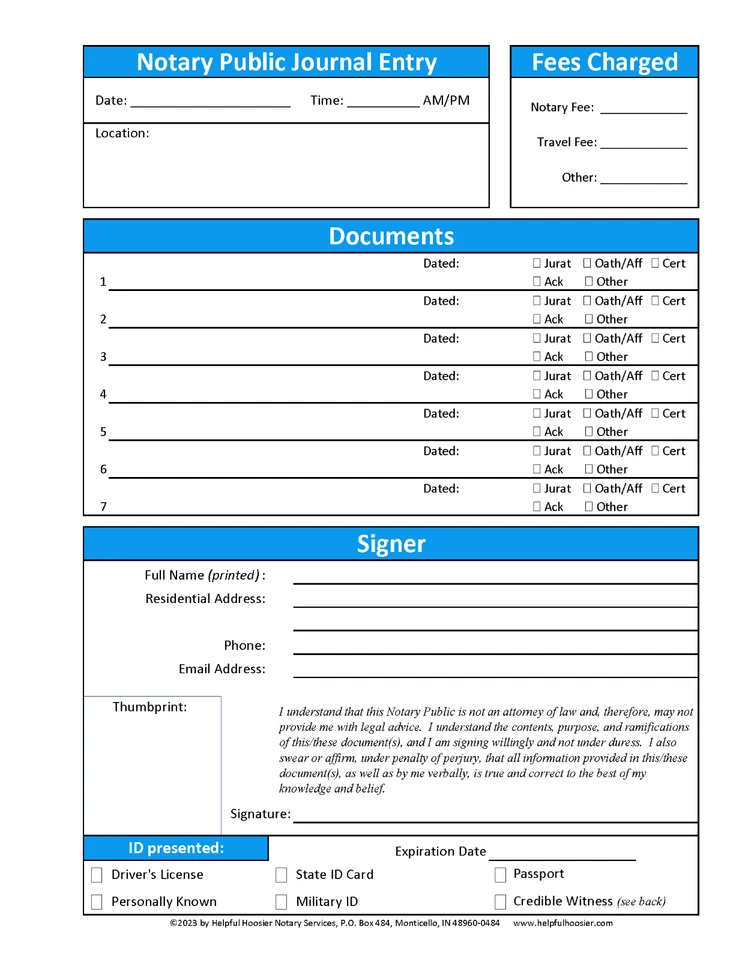 Notary Public Journal/Logbook - One Page Per Client - Spiral Bound (NEW) - Image 2 of 4
