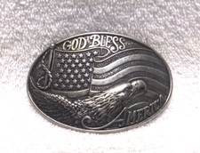 Nocona God Bless America Buckle Eagle Stars And Stripes Great Vintage Condition