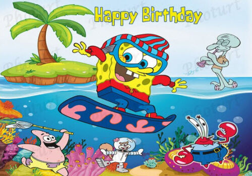 SPONGEBOB SQUAREPANTS Birthday Scene Setter wall mural BACKDROP 5'x3'  set#3 - Picture 1 of 2