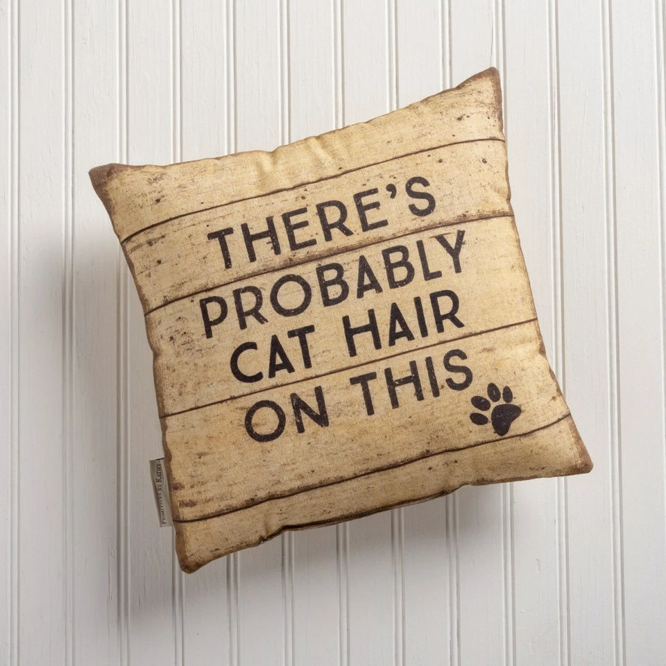 Throw Pillow I Sleep With Cats 12x12" Primitives By Kathy Cat Mom, Cat Dad NEW - Image 4 of 4