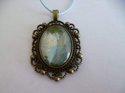 Bronze Halskette Cabochon Münze 18*25mm Geschenk Tasche geschenkt