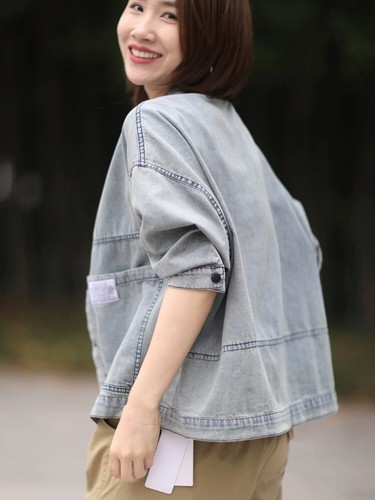 Womens Fashion Casual Coats Denim Jackets Loose Vintage Punk Big Size Outerwear - Picture 6 of 9