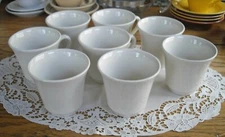 Vintage Syracuse China Restaurant WHITE Coffee Cups Teacups ~ Set of 8 ~  