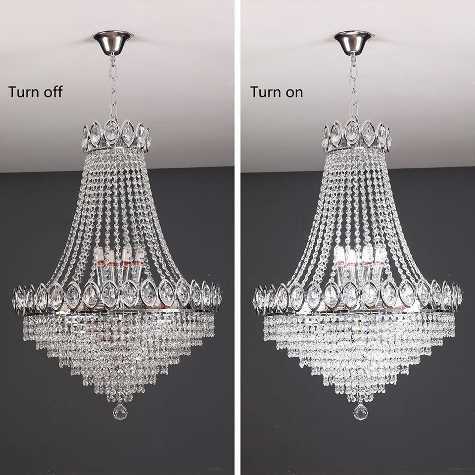 Modern Crystal Chandelier Light Elegant Hanging LED Ceiling Fixture