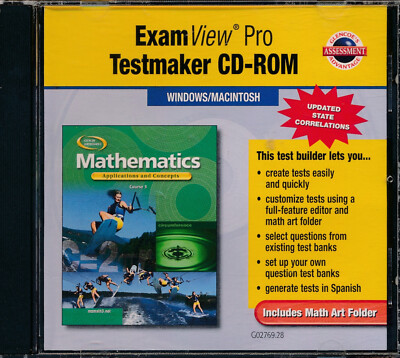 ExamView Testmaker Test Bank CD Mathematics: Applications and Concepts, Course 3