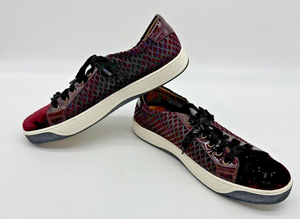 Мужские бархатные и лакированные кожаные кроссовки Johnston & Murphy размер 8,5 бордовые - Изображение 3 из 4