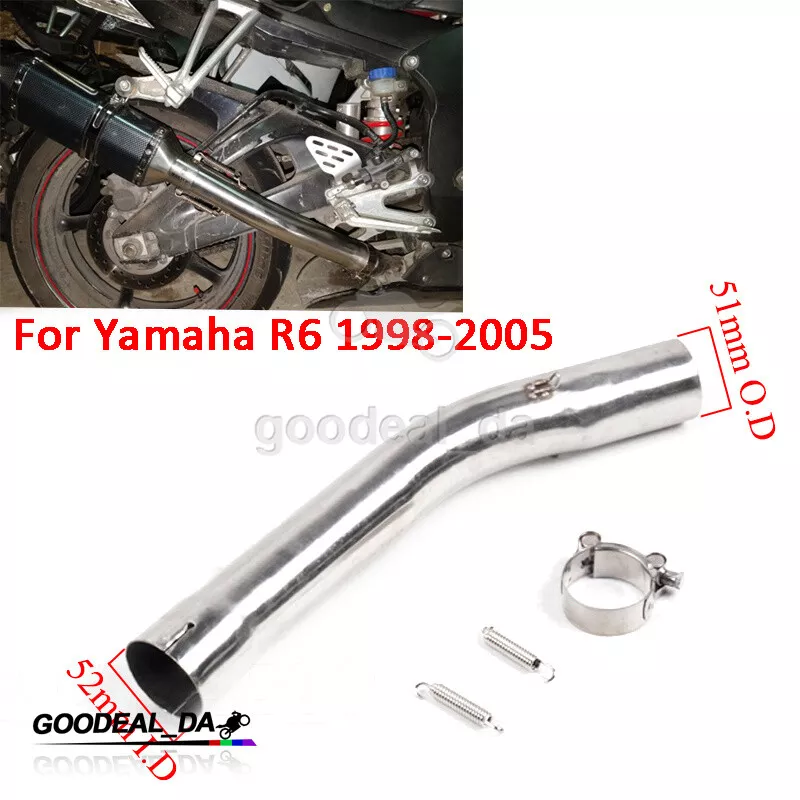 51mm Mid Pipe For Yamaha YZF R6 R6s Motorcycle Exhaust Middle Link Tip 1998 2005