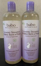 Babo botanicals Calming Shampoo Bubble Bath Wash Lavender Meadowsweet LOT OF 2