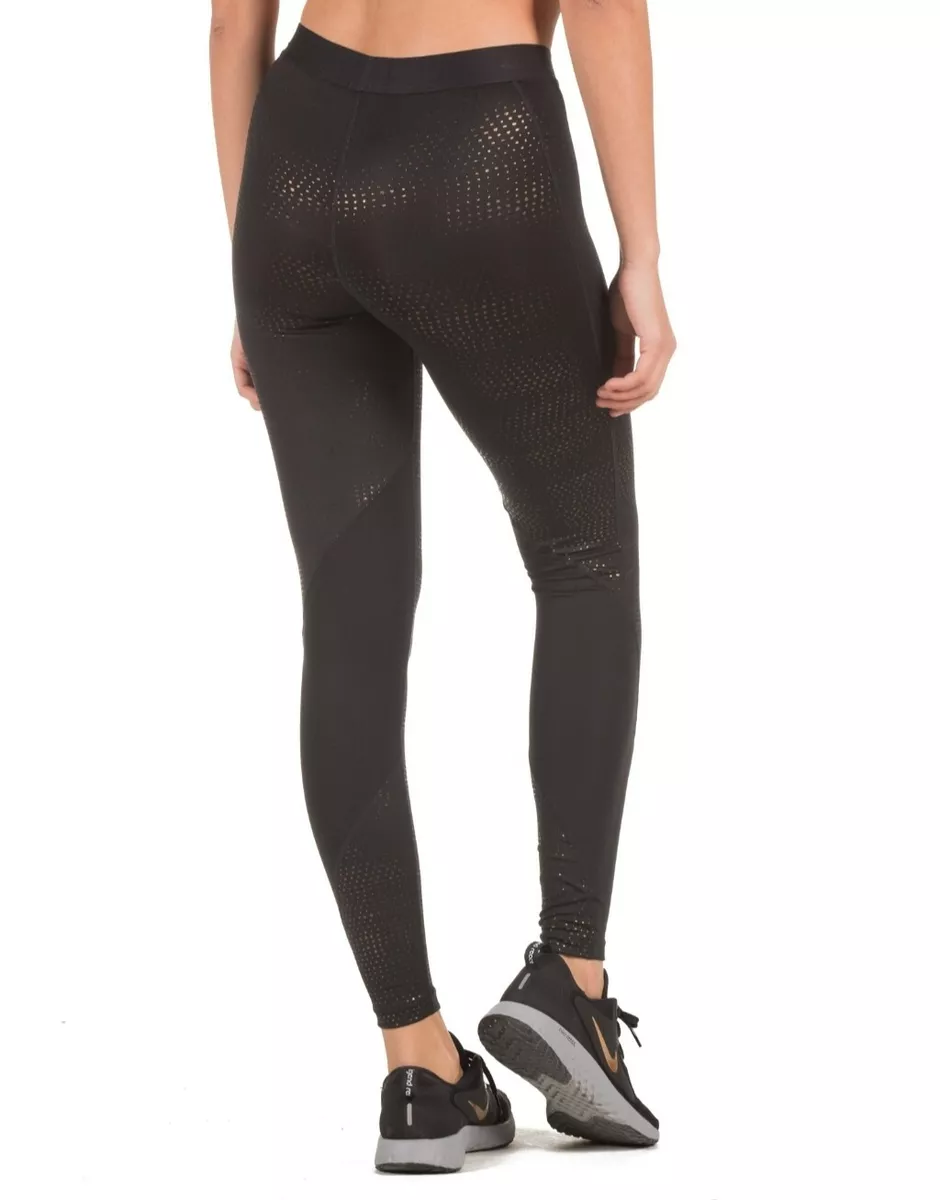 Womens Nike Pro Sparkle Gold Training Tights Sz XS Black Metallic Gold 932397 01