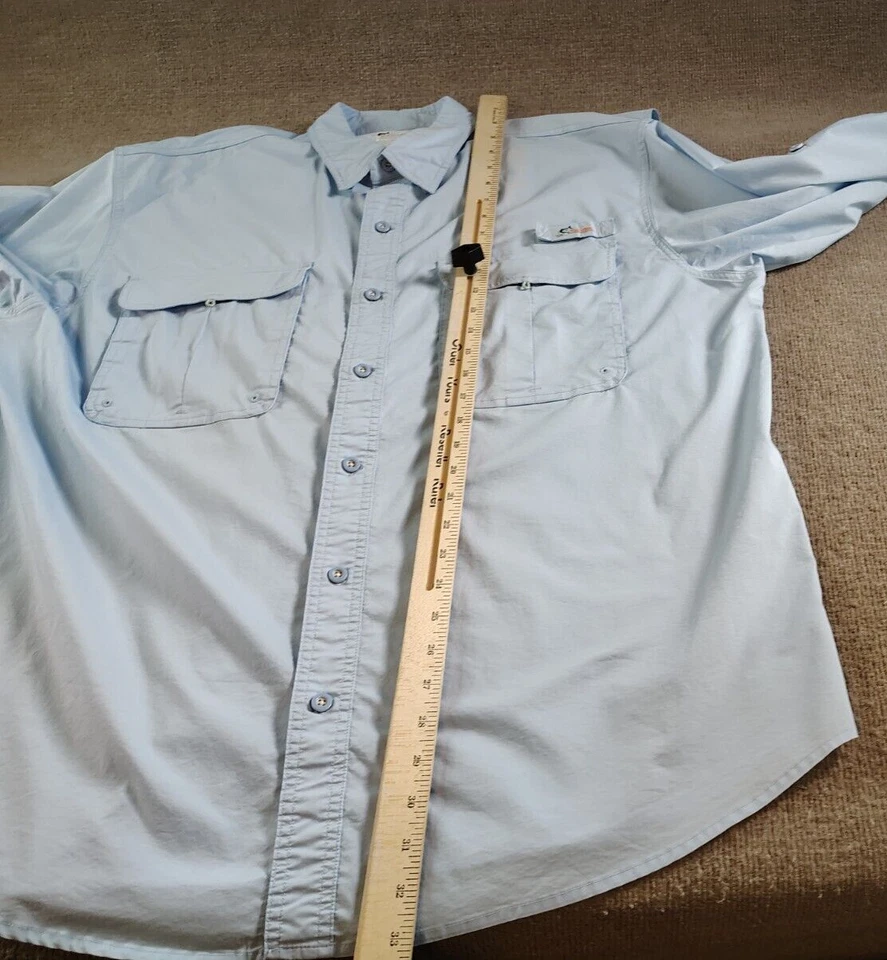 Camisa de pesca deportiva mundial para hombre 2XL manga larga con botones ventilados azul Foto 3 de 4