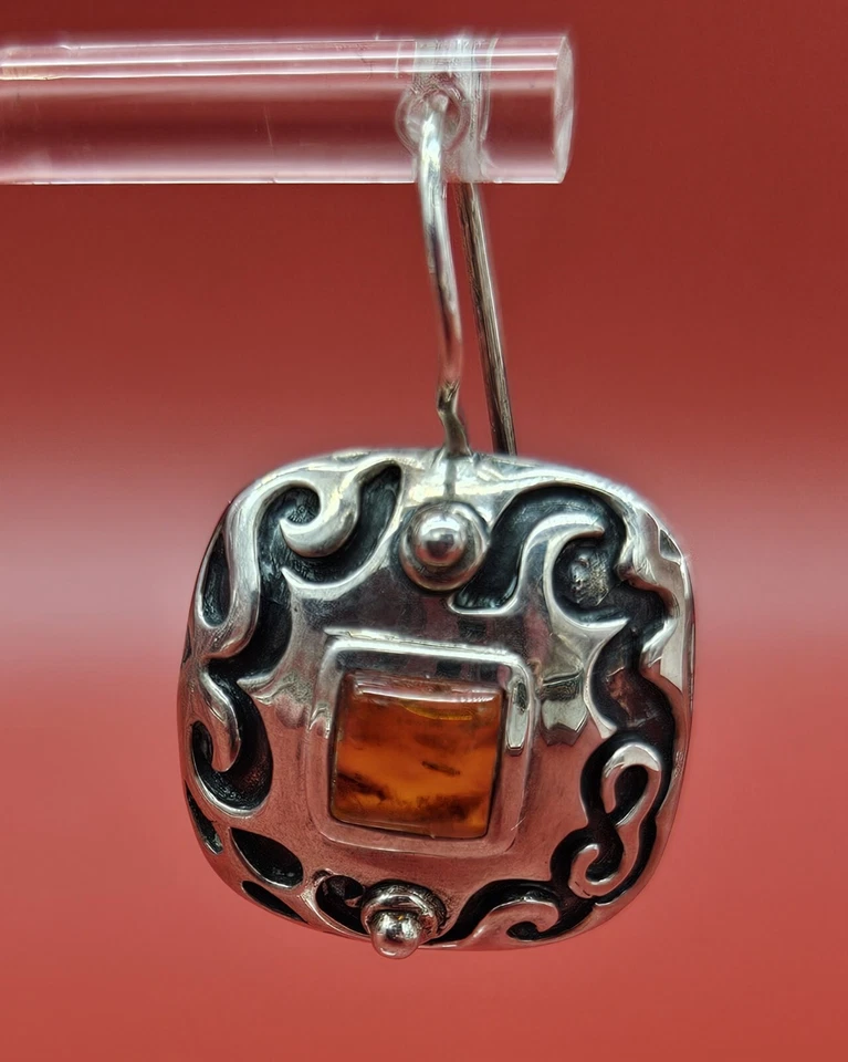 Brincos de prata esterlina âmbar silpada - Imagem 3 de 4