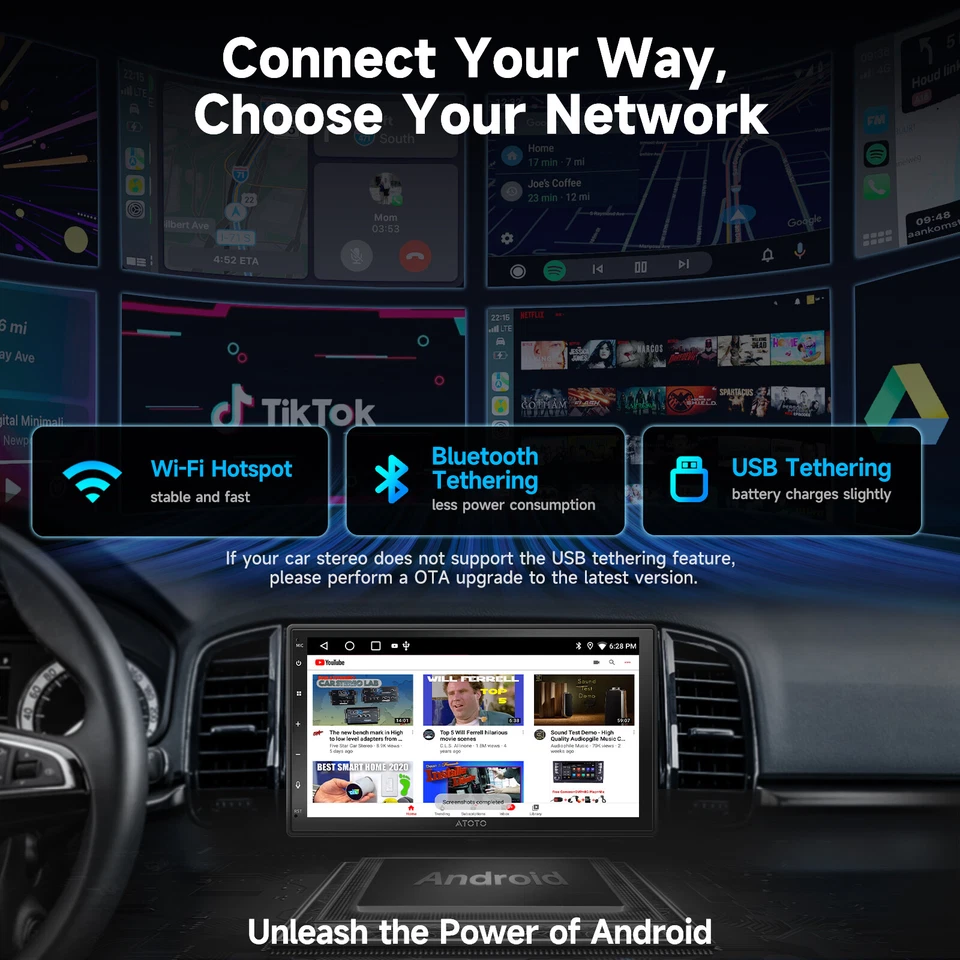 ATOTO A5L 7" 2Din Android Autoradio Bluetooth Radio con AHD Doppia Telecamera - Immagine 3 di 4