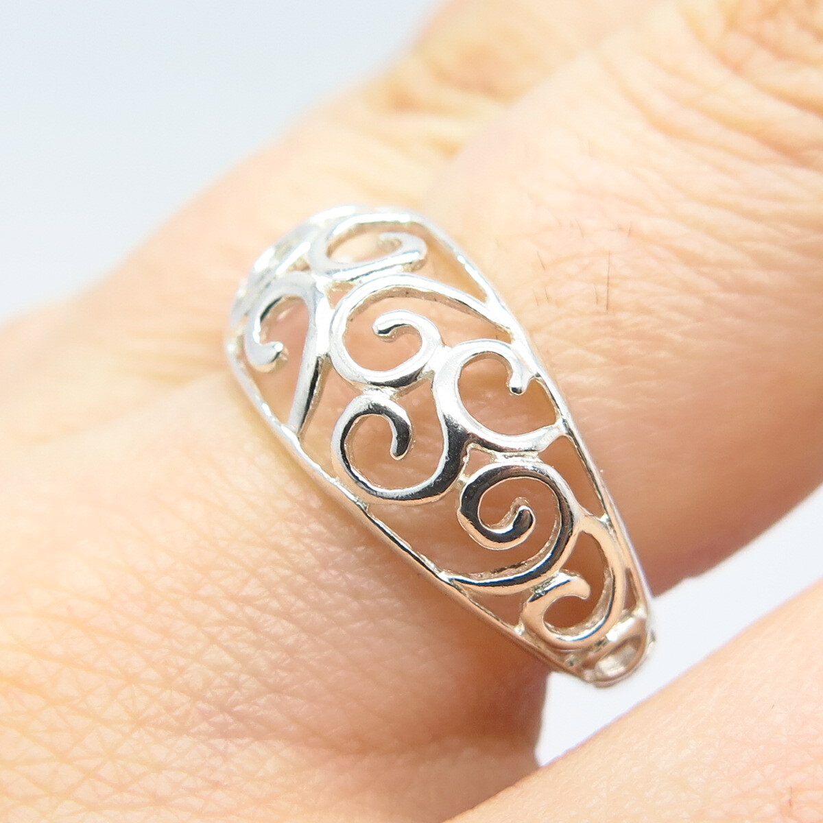 925 Sterling Silver Swirl Ornate Ring Size 8.25 | eBay display picture 1