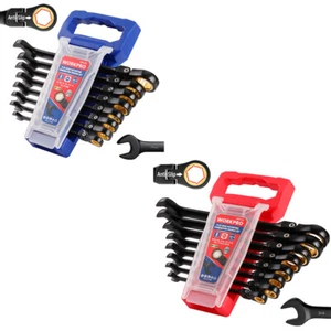 WORKPRO 8PCS Ensemble de clés à cliquet tête Flex Antidérapant SAE/Rack métrique