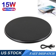 15W Wireless Fast Charger Charging Pad Dock for Samsung iPhone Android Phone US
