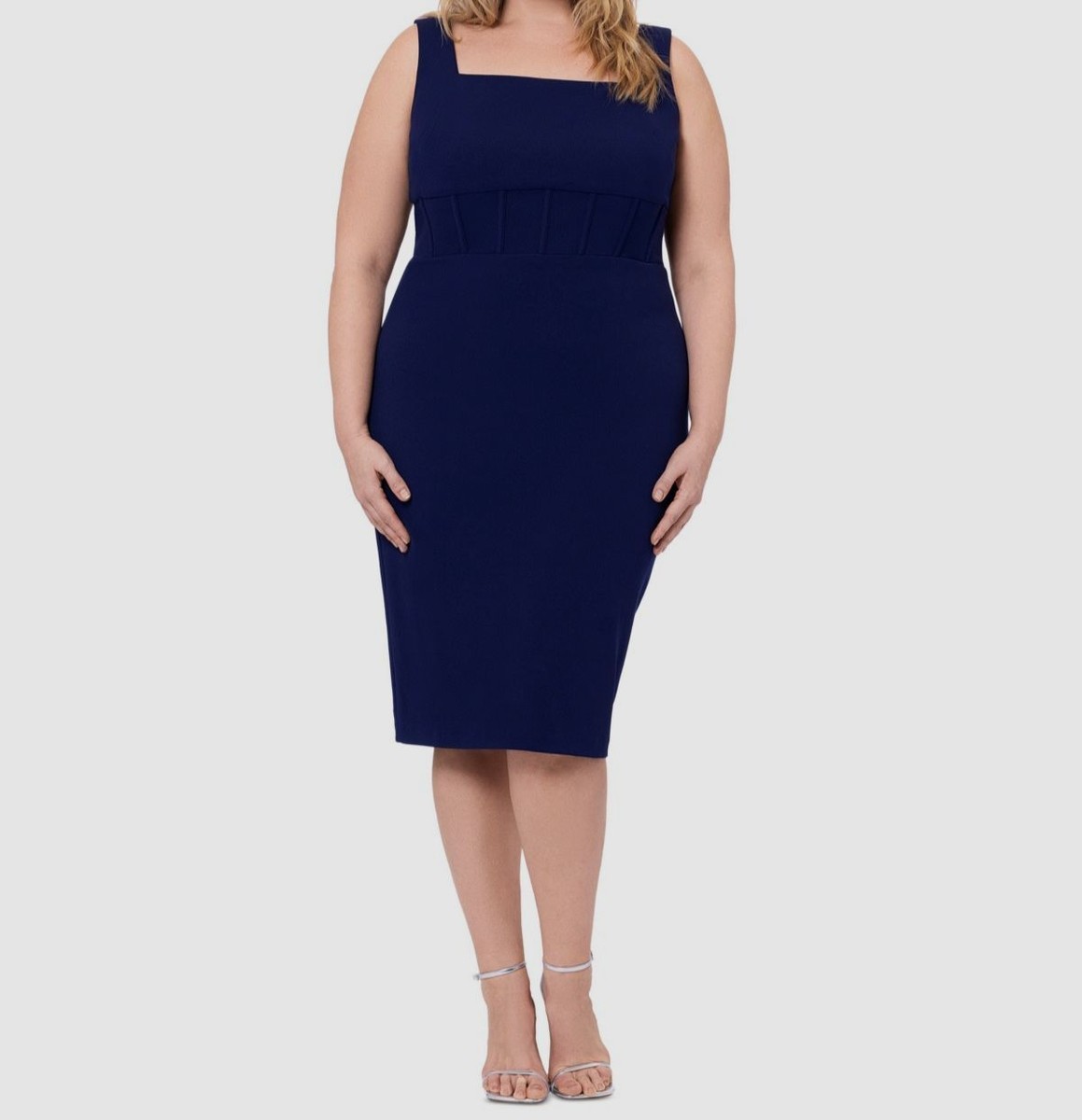 Betsy & Adam Plus Size Scuba Crepe Corset Midi Dress - Night Betsy & Adam Plus Size Scuba Crepe Corset Midi Dress - Night