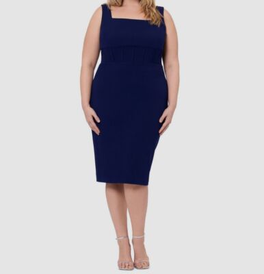knee length dresses for ladies Plus Size Corset Satin Gown by Cinderella Divine 7484C – ABC Fashion main image 0