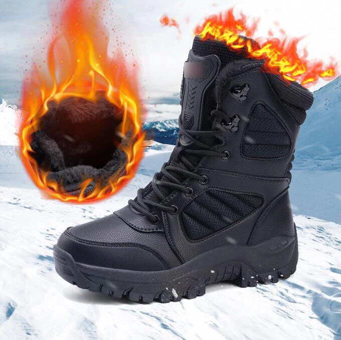 Botas tácticas de invierno para hombre de lana militares ejército combate botas cálidas botas para nieve Foto 3 de 4