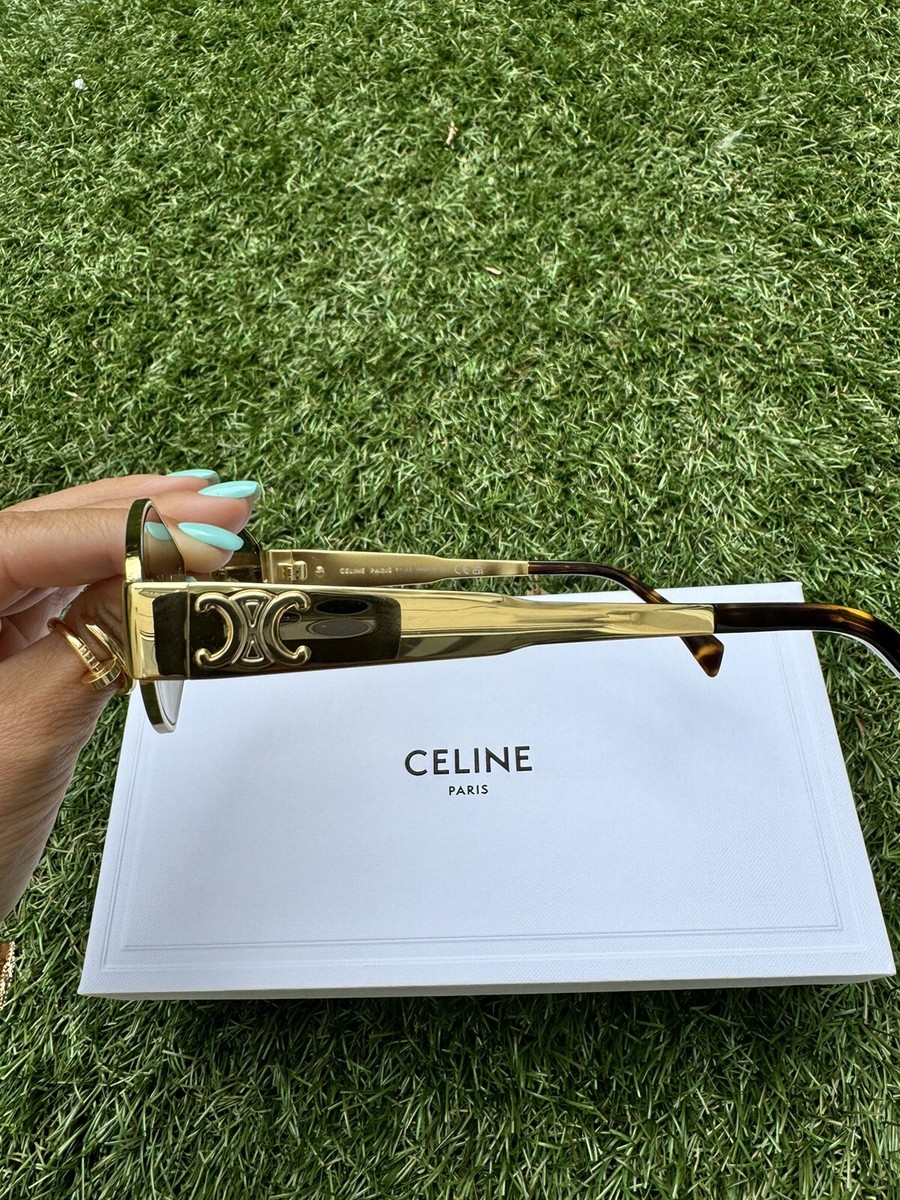 【送料&関税込】Celine Cl40254u l Triomphe 30n Gold Sung Celine CL40254U 30N Triomphe Metal Sunglasses Gold Frame