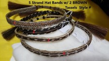 Horse Hair Hat Band with 2 BROWN Tassels-5 strands (HB-5) - Six Pattern choices