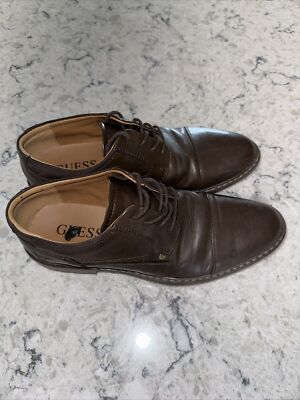 Mens Brown Leather Guess Dress Shoes Sz 7.5 | eBay