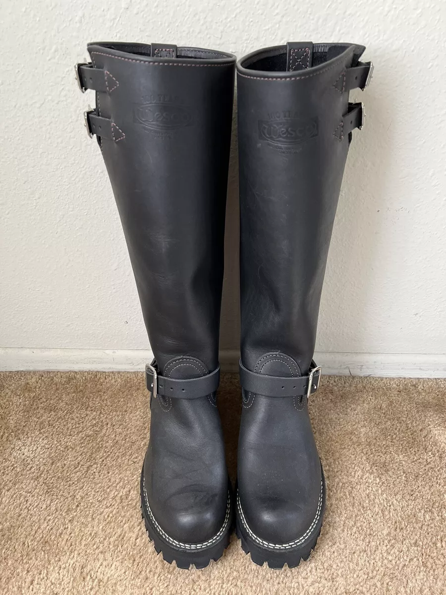 Men Wesco Boss 16 Inch 7D Black Leather Lined Boots