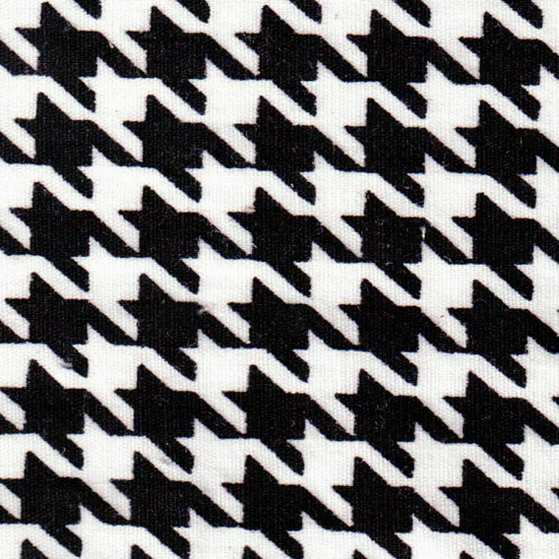 COTTON 100 CLOTHES DRESSMAKING FABRIC RETRO BIG HOUNDSTOOTH CHECK BLACK 44