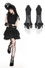 Dark In Love Women Black Romantic Gothic Rose Lace Appliqued Gloves Sleevelet