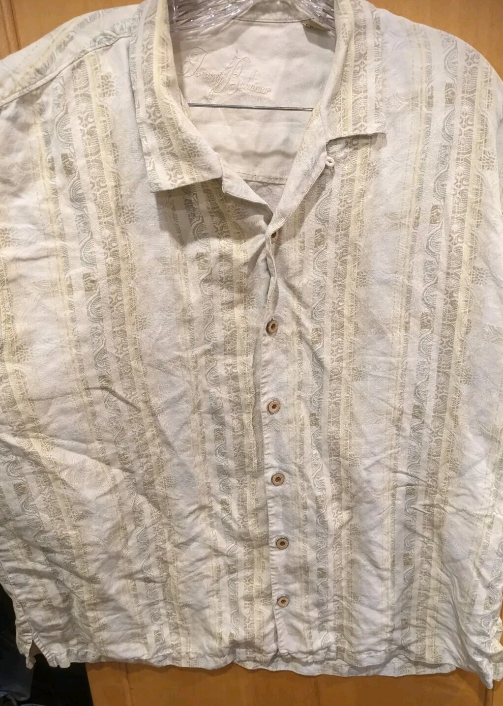 Tommy Bahama 70% Silk Shirt 30% Linen Size XL Floral Short Sleeve