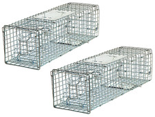 2PCS Humane Animal Trap Steel Cage Small Live Rodent Control Rat Squirrel 24''