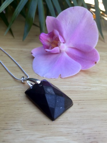 Shungite Pendant Shungite Rectangular Faceted Pendant With Chain Reiki Karelia. - Picture 10 of 12