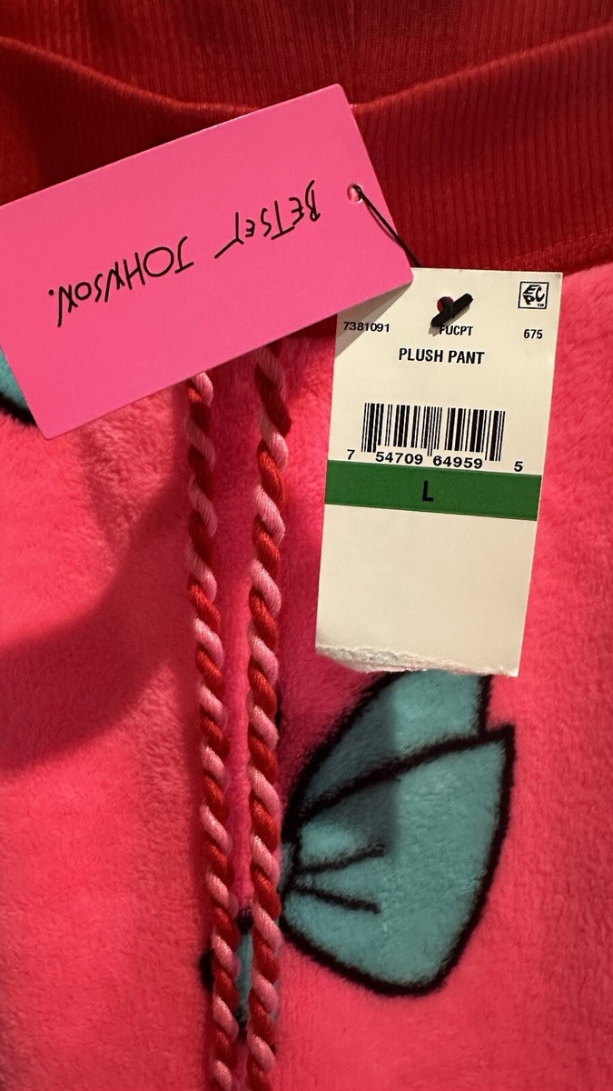 Betsey Johnson Women's Plush Pajama Pants Pink/ Bows NWT Sz L | eBay