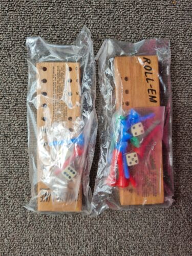 Retro Wood Travel Mini Games. Made In TAIWAN. Roll Em & Finish Line. Dice games - Picture 1 of 5