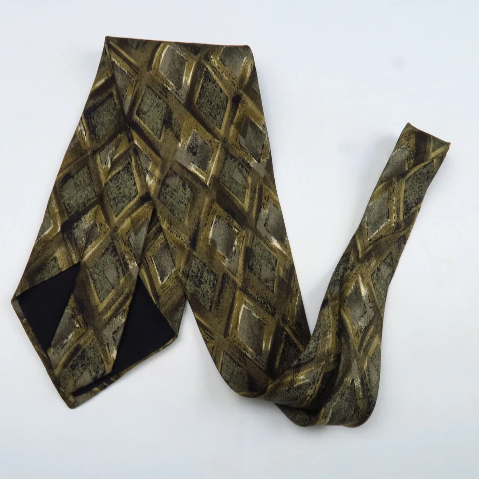 Corbata de cuello abstracta geométrica de diamantes marrones de la colección Haggar 56x4 clásica Foto 4 de 4