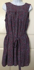GAP DRESS Sleeveless Blue Red Paisley Fully Lined Sleeveless Cinched Waist Sz M