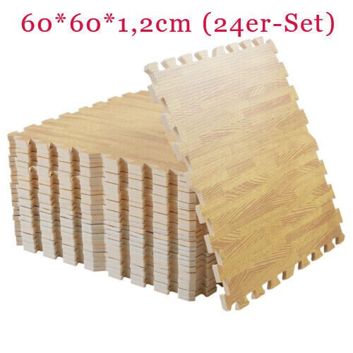 12-24x Puzzlematte Bodenschutz Matte 60x60cm Bodenschutzmatte Holz Muster EVA - Bild 32 von 48