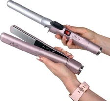Aria Beauty Pop N Lock Hair Straightener Curling Iron 2pc set sale care 