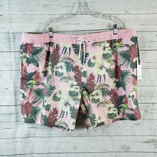 Goodfellow Mens Swim Trunks Sz 2XL Pink Green Floral Parrots