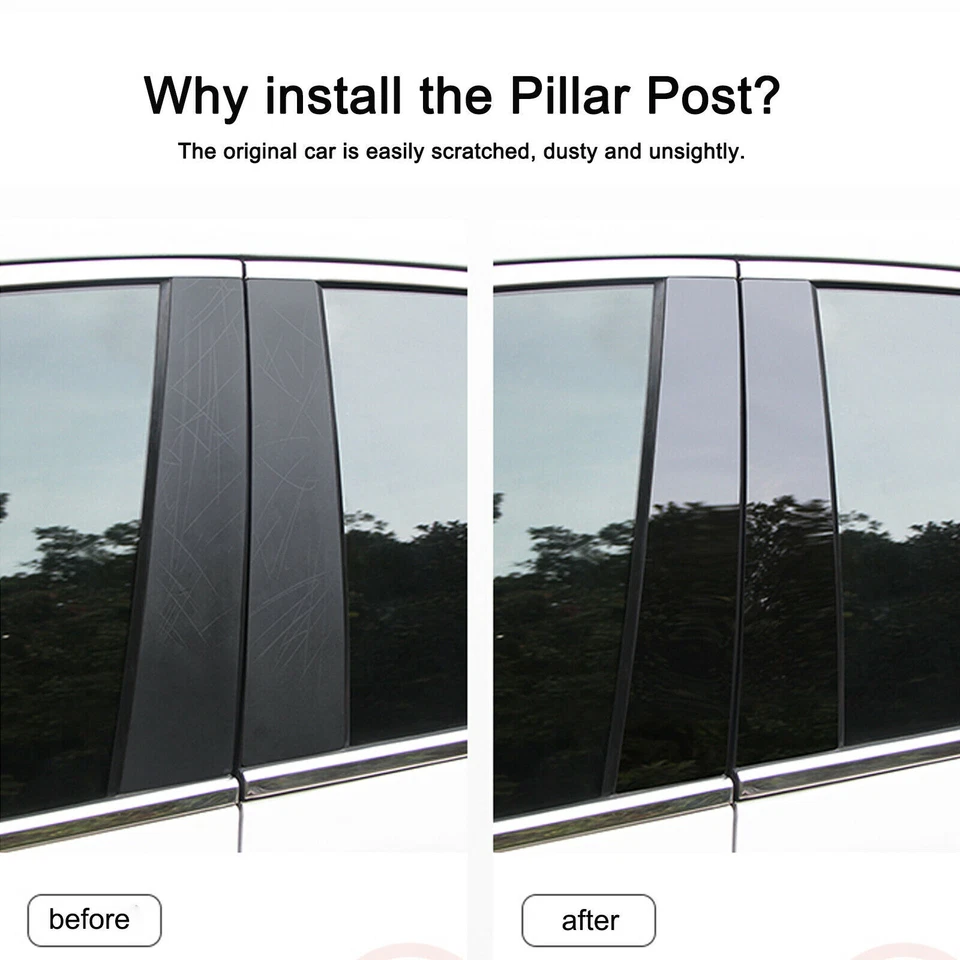 For Toyota Camry 2007-2011 Glossy Black Pillar Posts Door Side Window Decal - Image 2 of 4