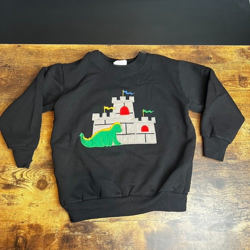 Kelly’s Kids Vintage Sweatsuit USA Embroidered Castle and Dinosaur SMALL 4/5 - Picture 2 of 13
