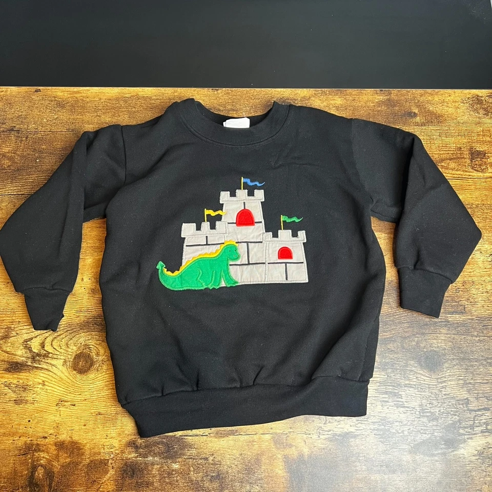 Sudadera Kelly’s Kids Vintage EE. UU. Bordada Castillo y Dinosaurio PEQUEÑA 4/5 Foto 2 de 4