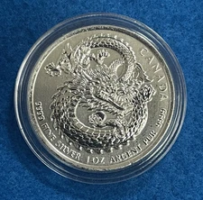 2020 $5 Canada 1 oz Silver Lucky Dragon High Relief Coin
