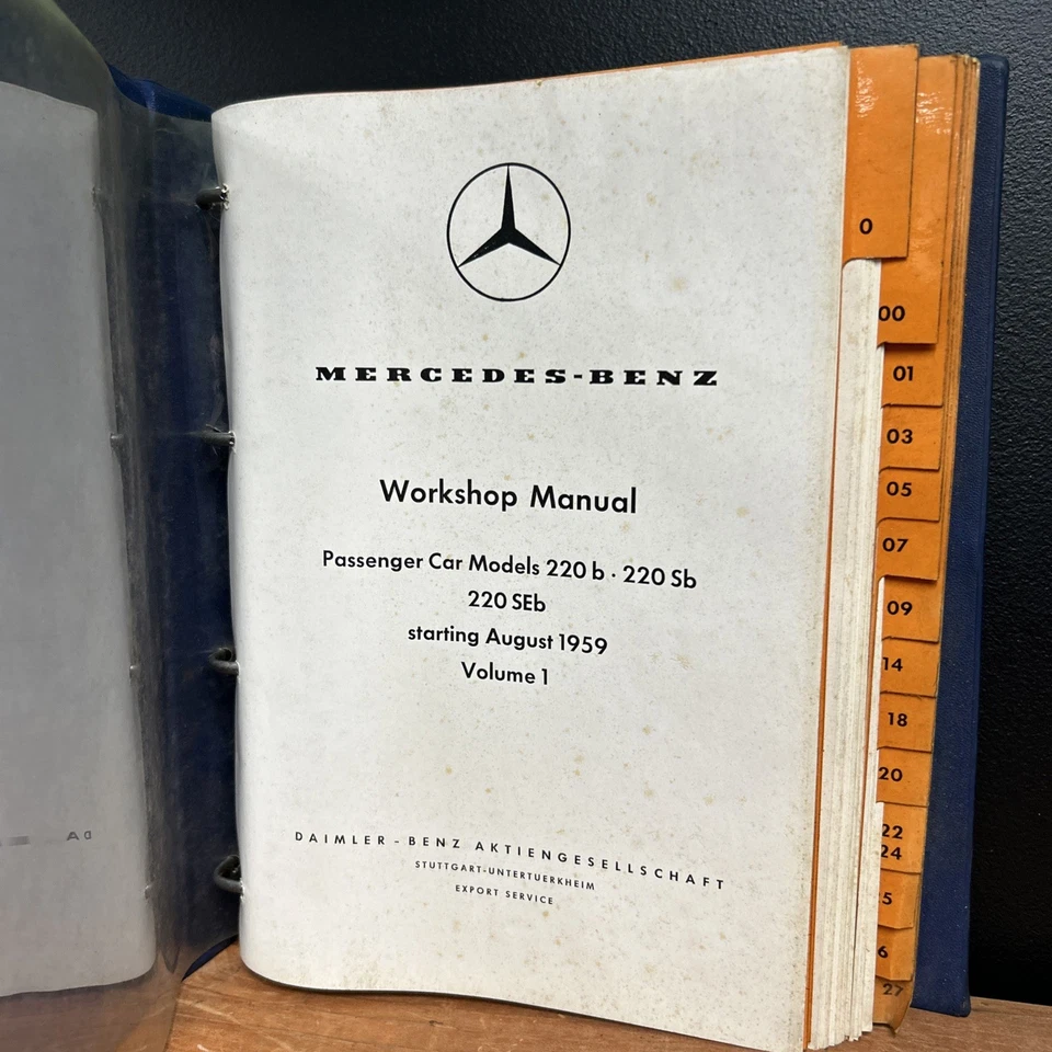 Manual de taller vintage Mercedes Benz Vol 1 agosto 1959 220B  Foto 2 de 4