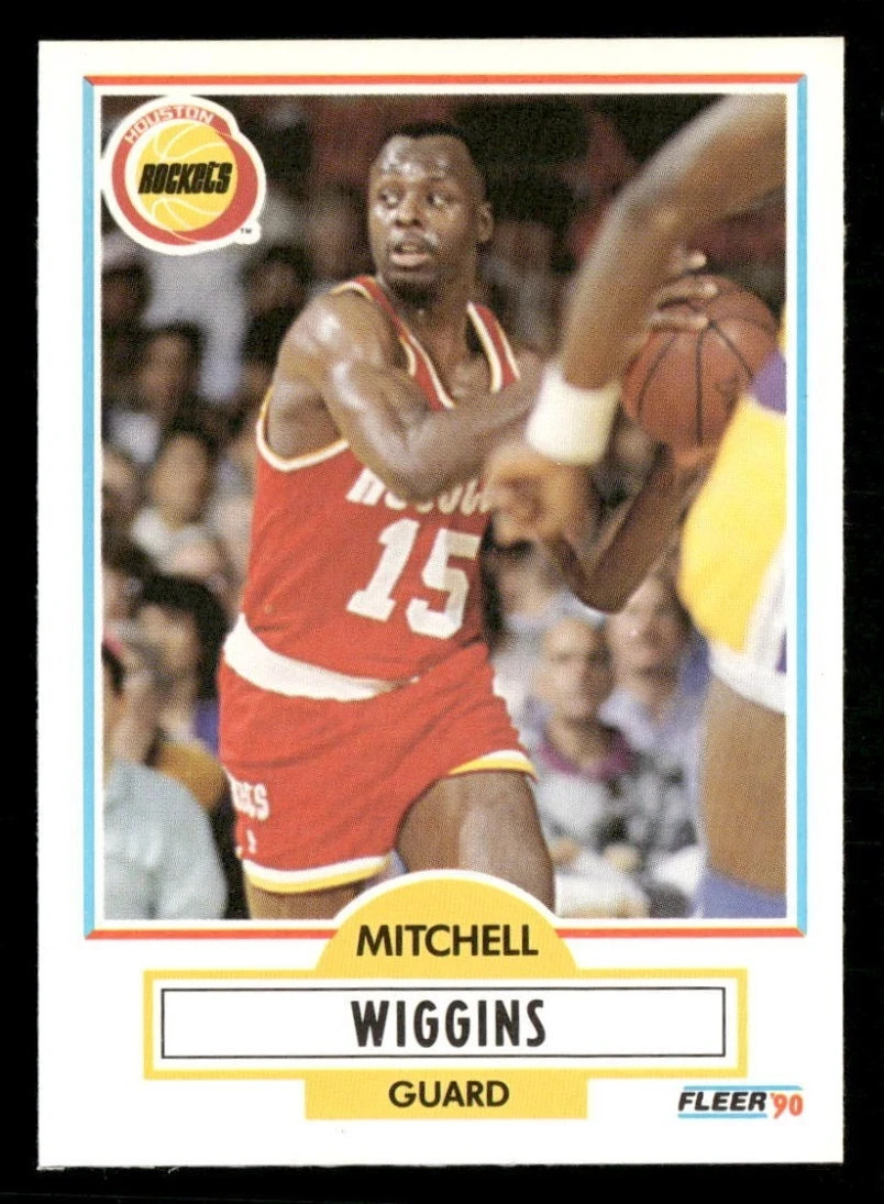 Mitchell Wiggins Rookie 1990-91 Fleer #75 RC Houston Rockets NBA Basketball Card